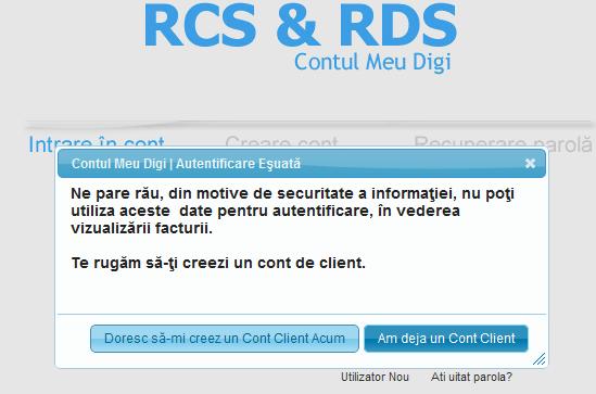 eroare... error Site ul RCS RDS e făcut de idioți