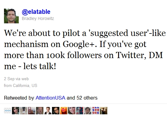 Google+ friend suggest tweet Google+ vrea să ne sugereze prieteni noi