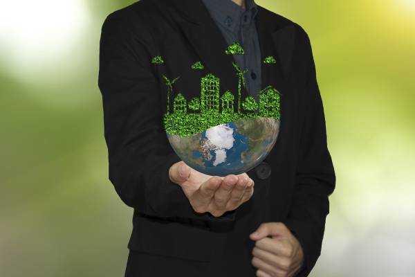 business hand holding global world environment. let's save the world ecology concept